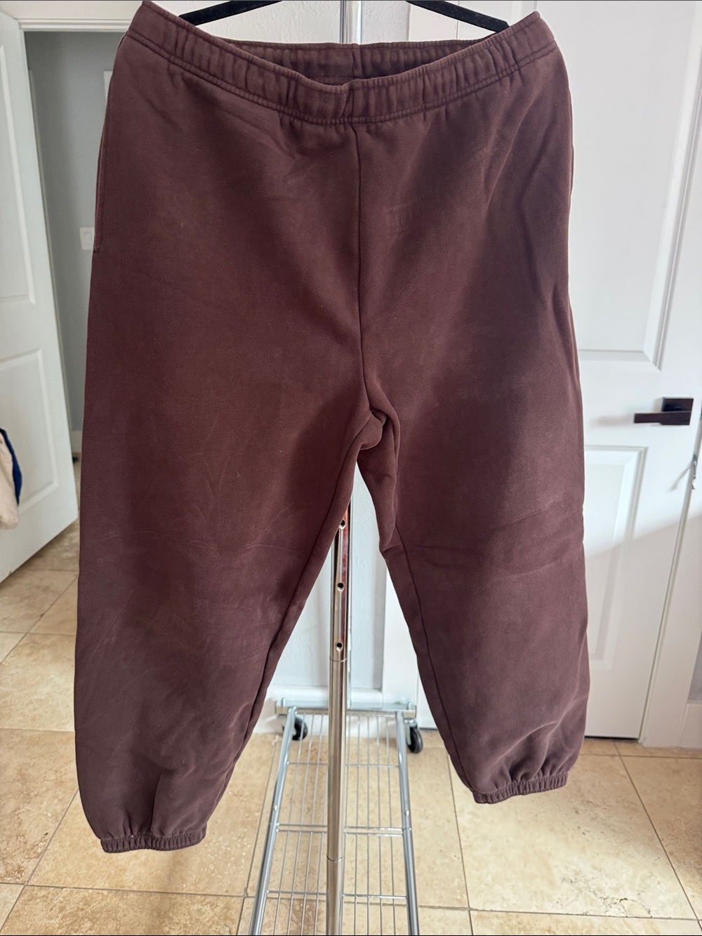 Aritzia Brown Elastic-Waist Track Joggers